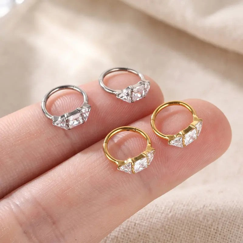Crystal Hinged Hoop Ring