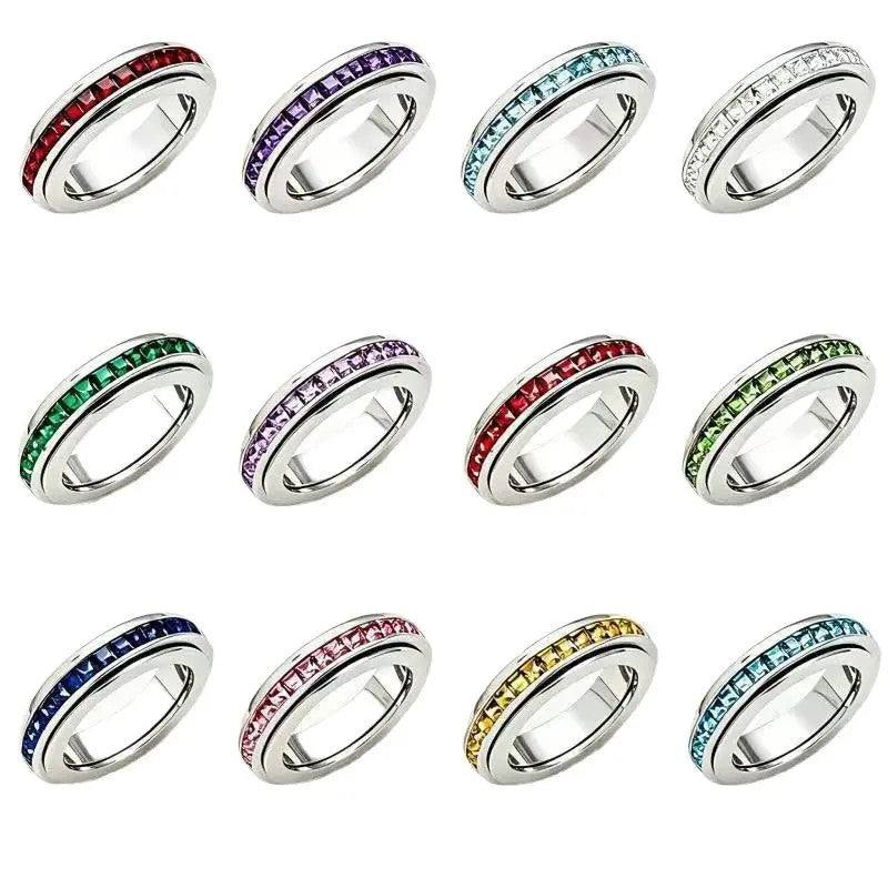 Crystal Channel Spinner Ring