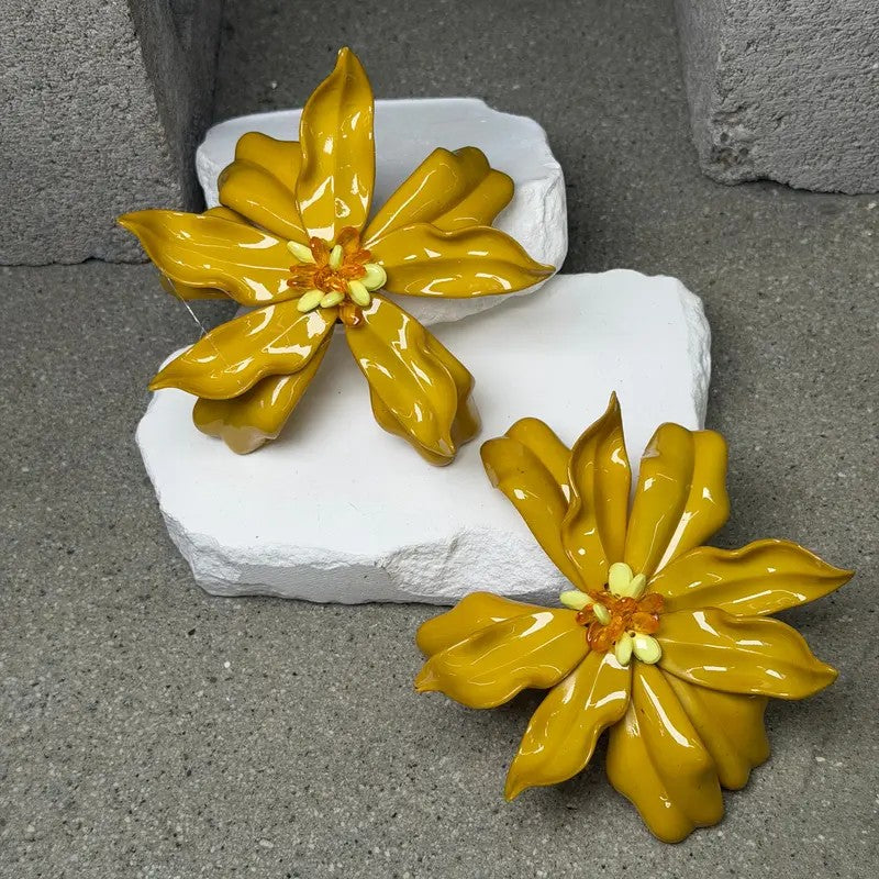 Glossy Flower Stud Earrings