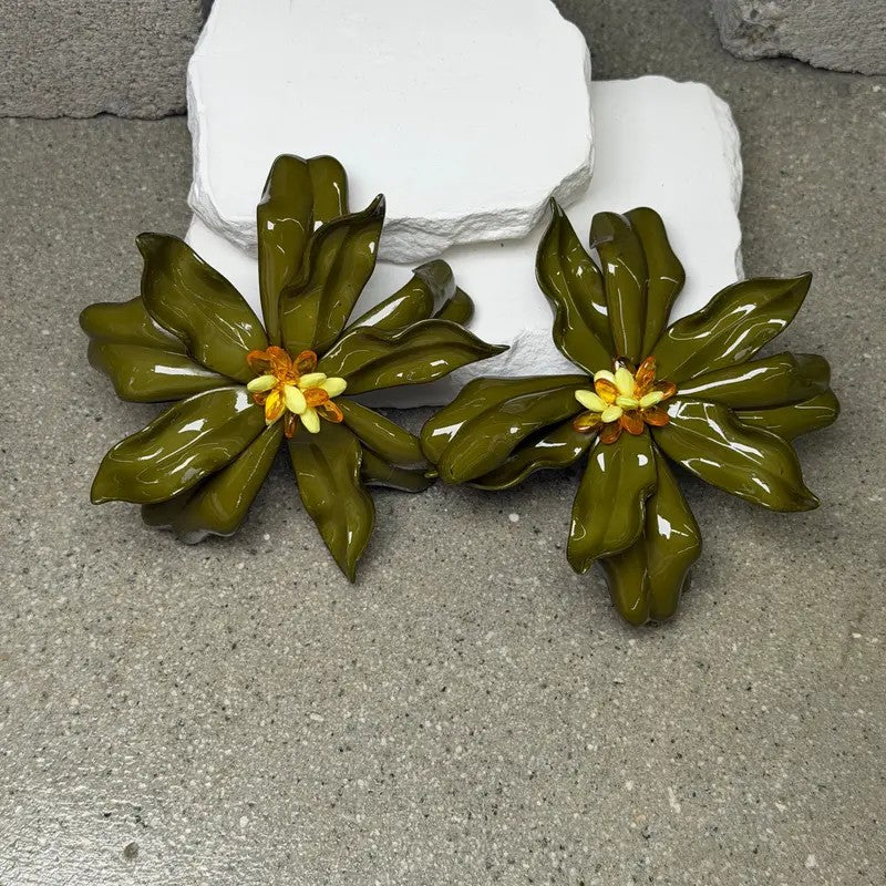 Glossy Flower Stud Earrings