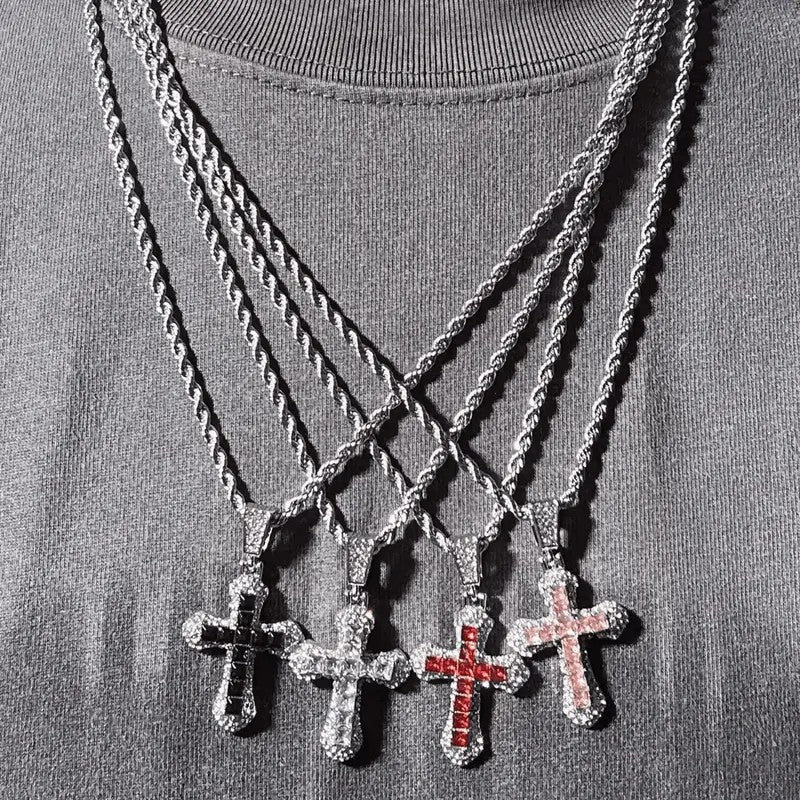 Crystal Inlay Cross Necklace