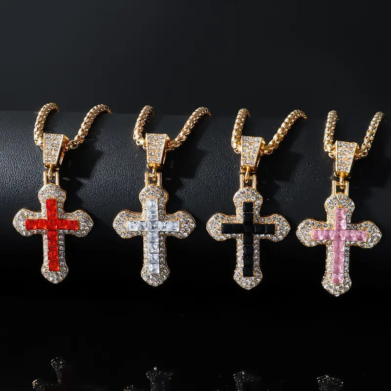 Crystal Inlay Cross Necklace