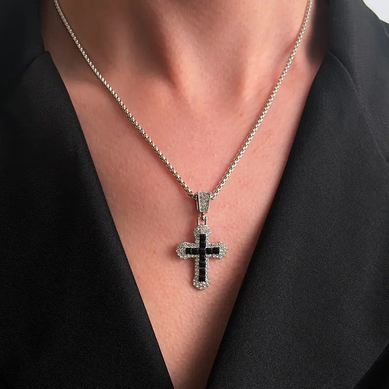 Crystal Inlay Cross Necklace