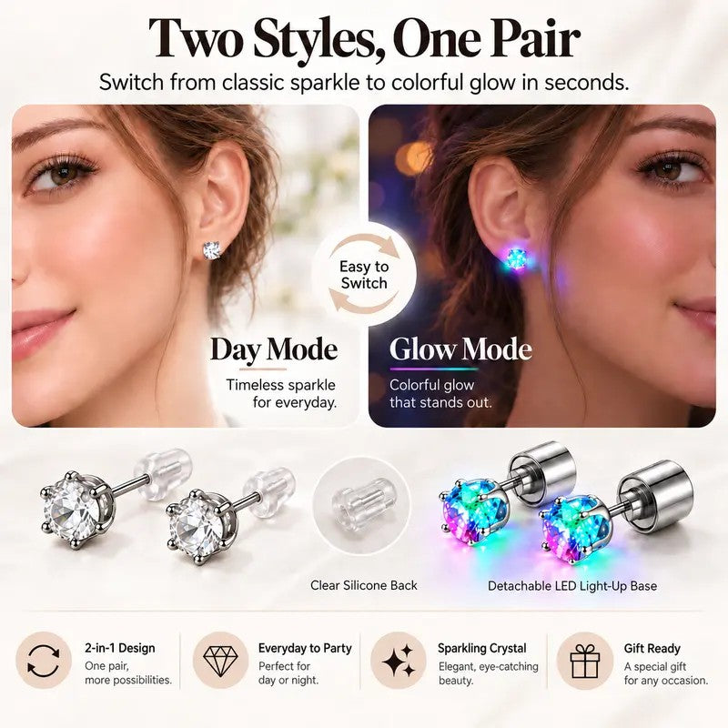 Glowing Crystal Stud Earrings