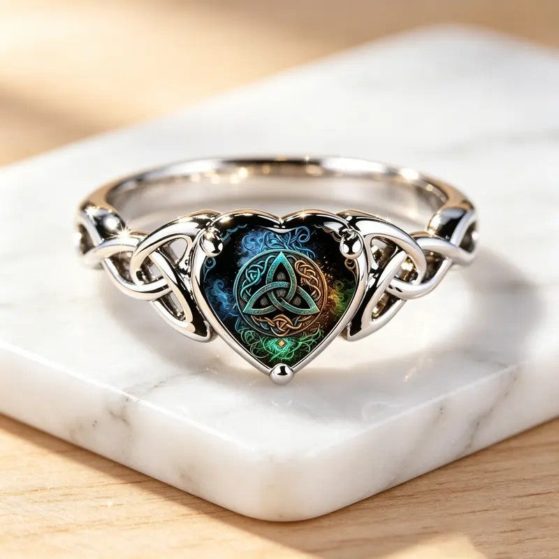 Colorful Trinity Knot Heart Ring