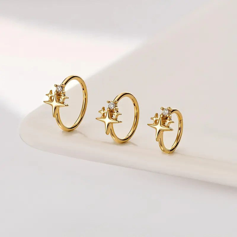 Triple Star CZ Nose Hoop