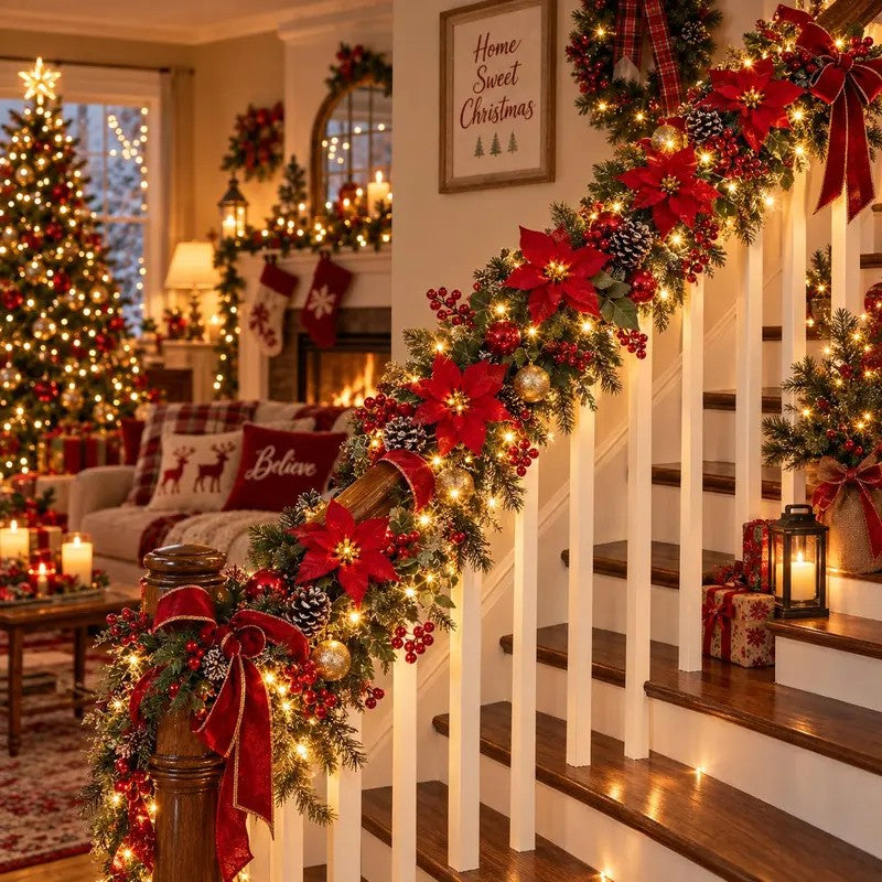 Poinsettia Garland String Lights