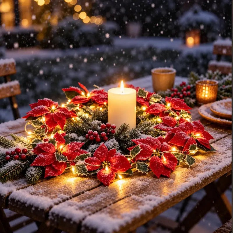 Poinsettia Garland String Lights