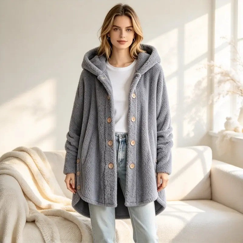 Faux Fur Hooded Cardigan