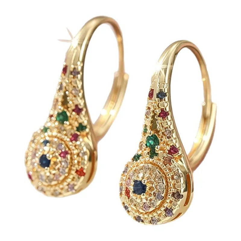 Multicolor Crystal Teardrop Huggie Earrings