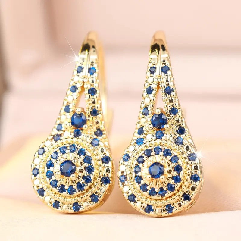 Multicolor Crystal Teardrop Huggie Earrings