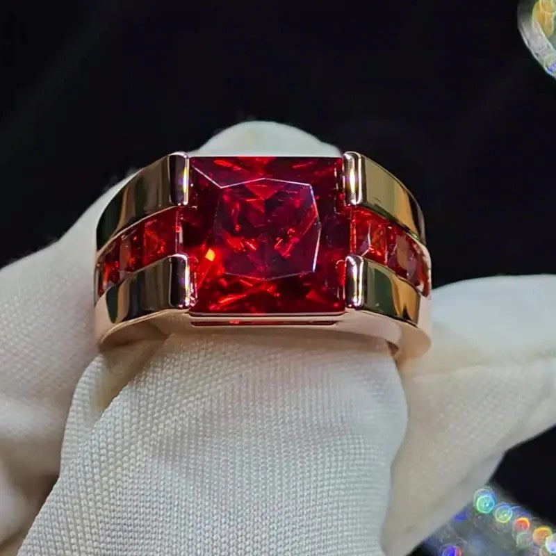 Red Square Crystal Ring