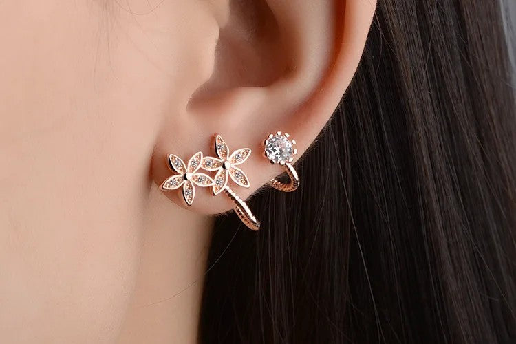 Floral CZ Stud Earrings