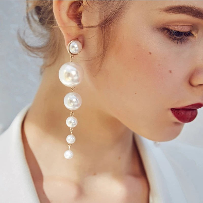 Cascading Pearl Drop Earrings