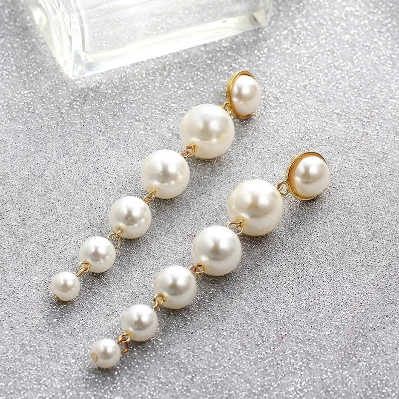 Cascading Pearl Drop Earrings