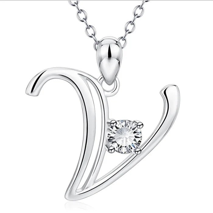 Crystal Initial Letter Necklace