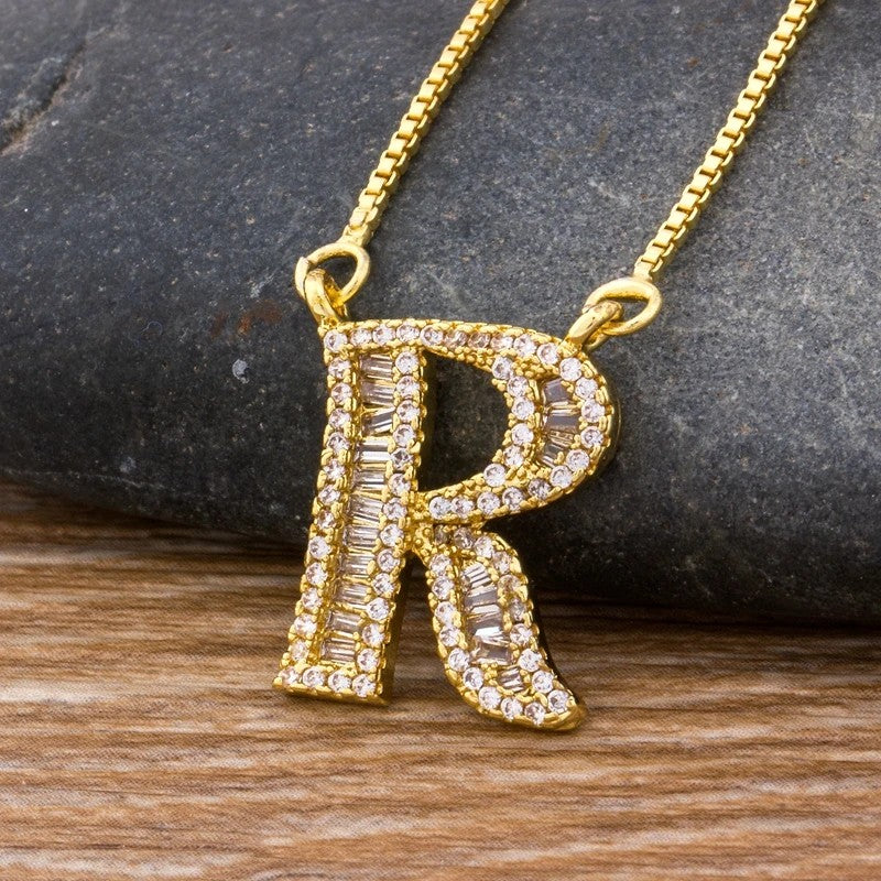Crystal Letter R Necklace
