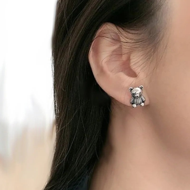 Textured Bear Stud Earrings