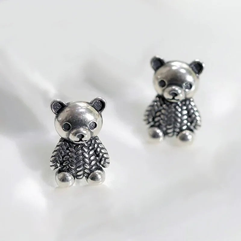 Textured Bear Stud Earrings