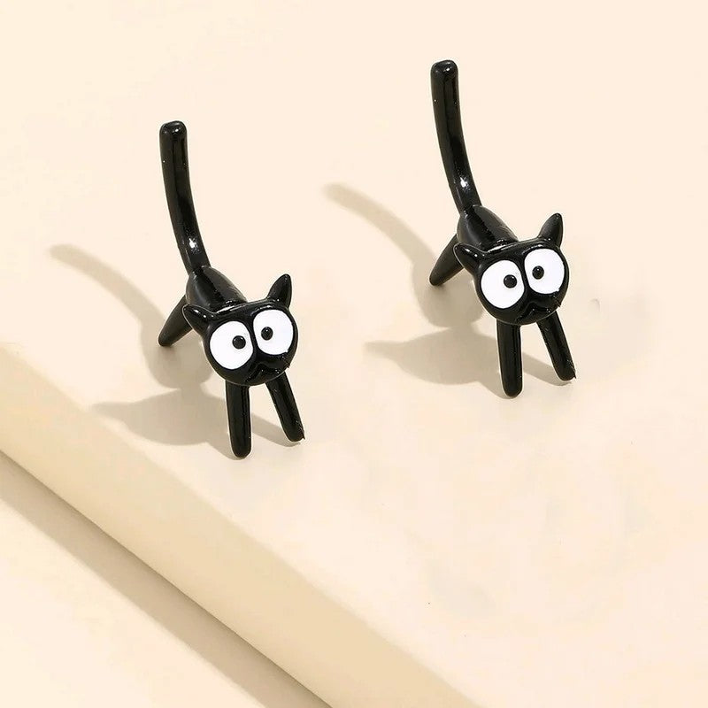 Climbing Black Cat Earrings