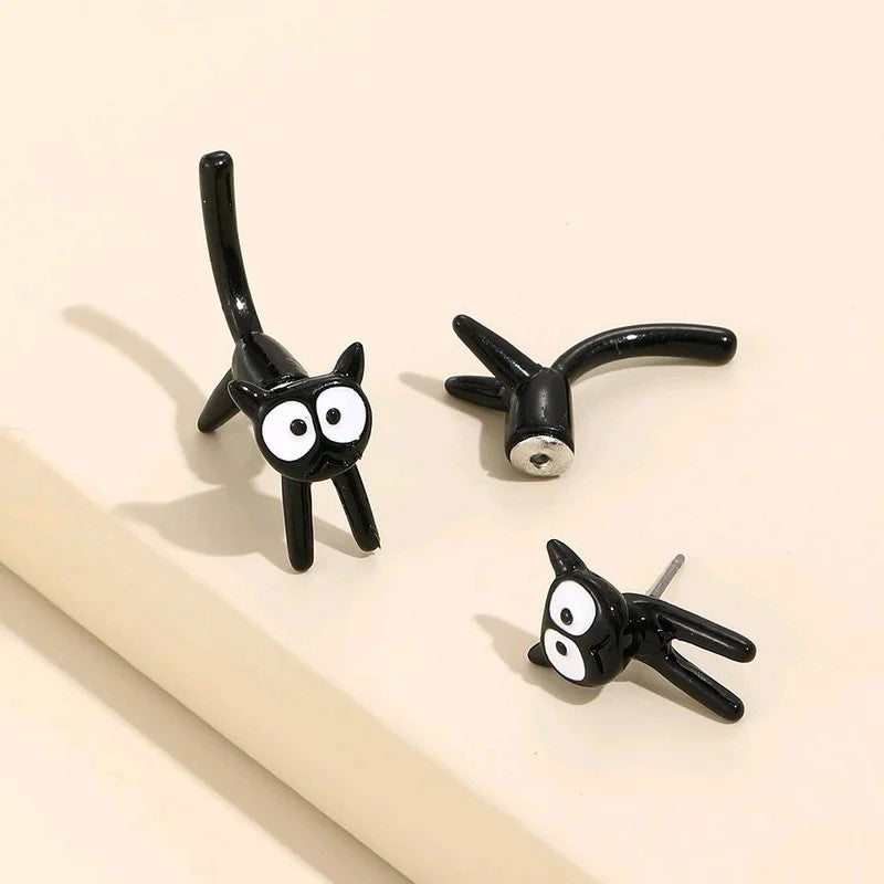 Climbing Black Cat Earrings