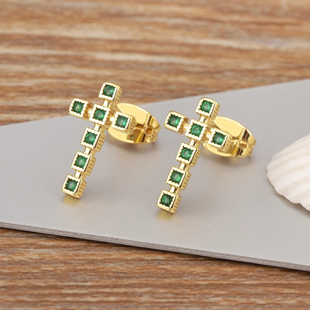 Colorful Cross Drop Earrings