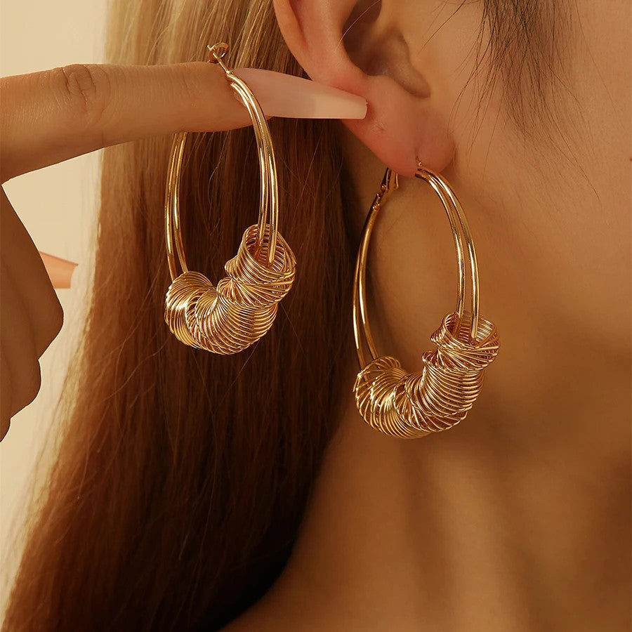 Coiled Wire Hoop Earrings