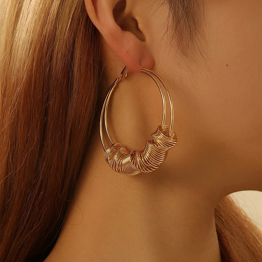 Coiled Wire Hoop Earrings