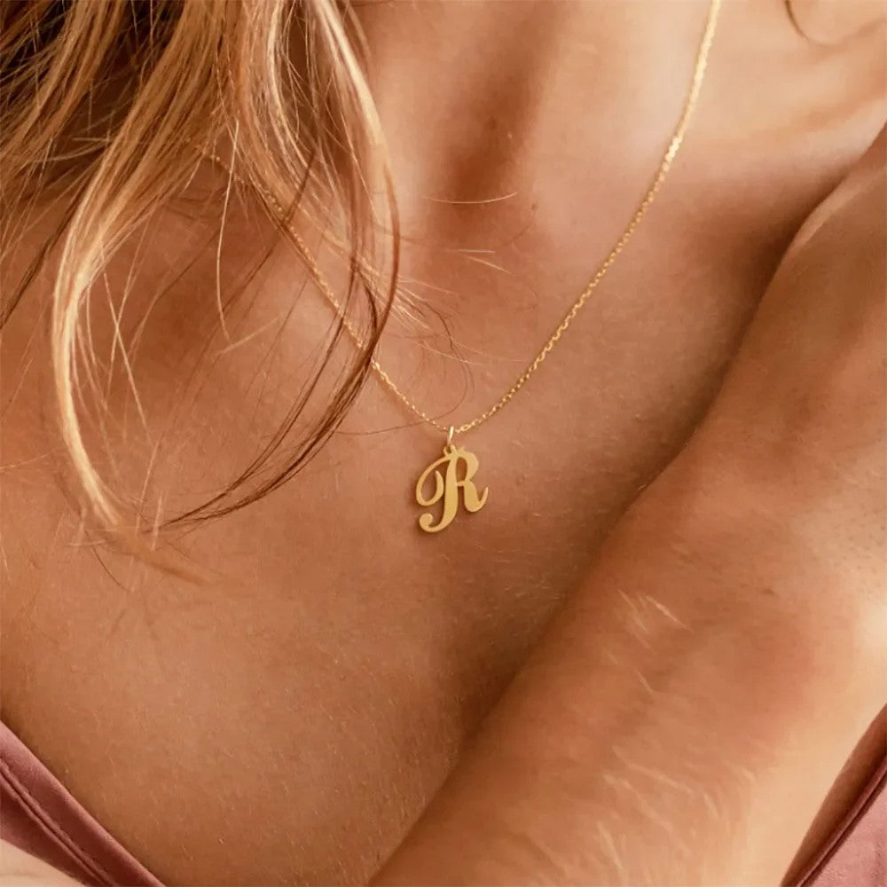 Script Letter Initial Necklace