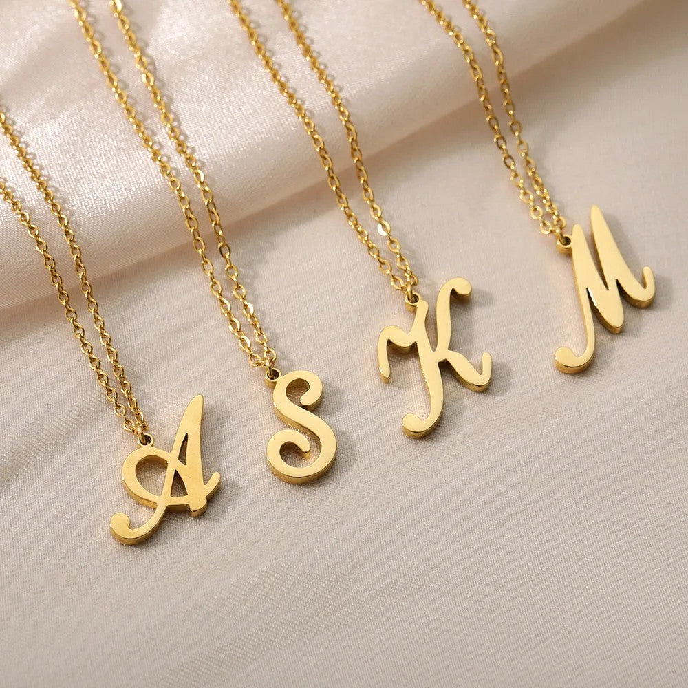 Script Letter Initial Necklace