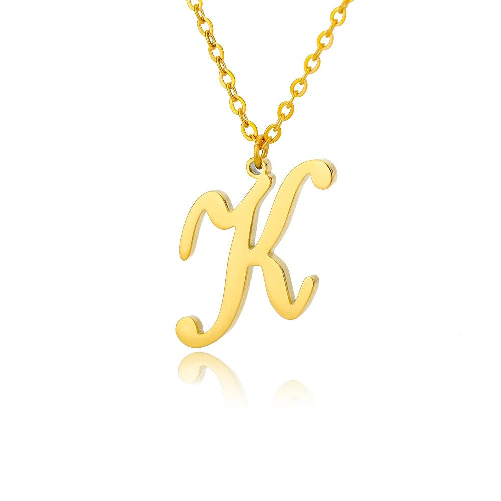 Script Letter Initial Necklace