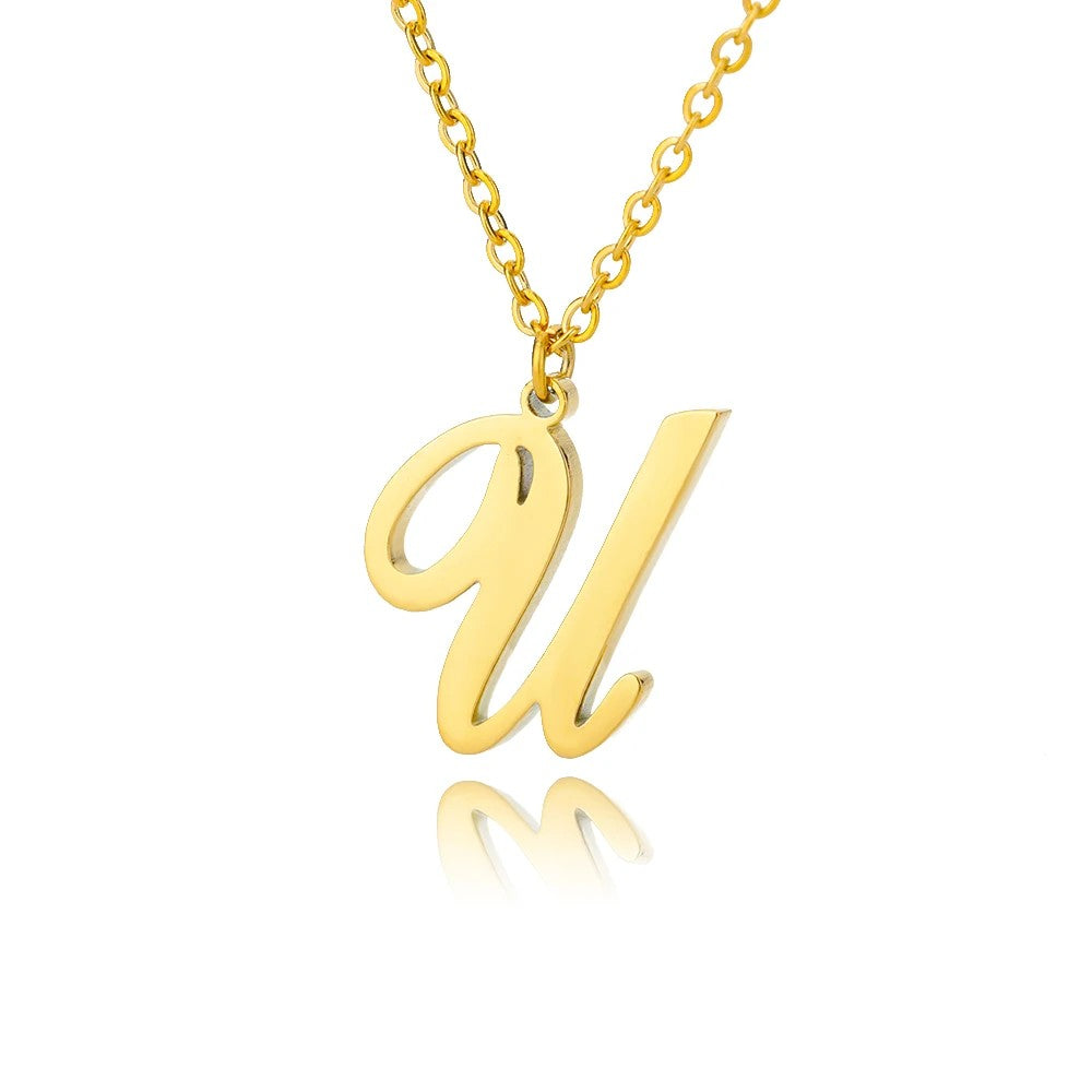 Script Letter Initial Necklace