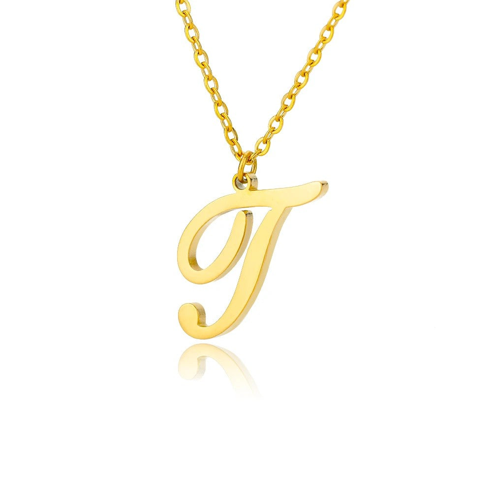 Script Letter Initial Necklace