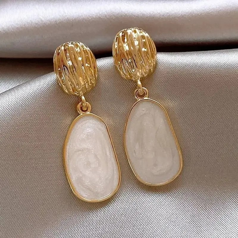 Textured Oval Drop Earrings