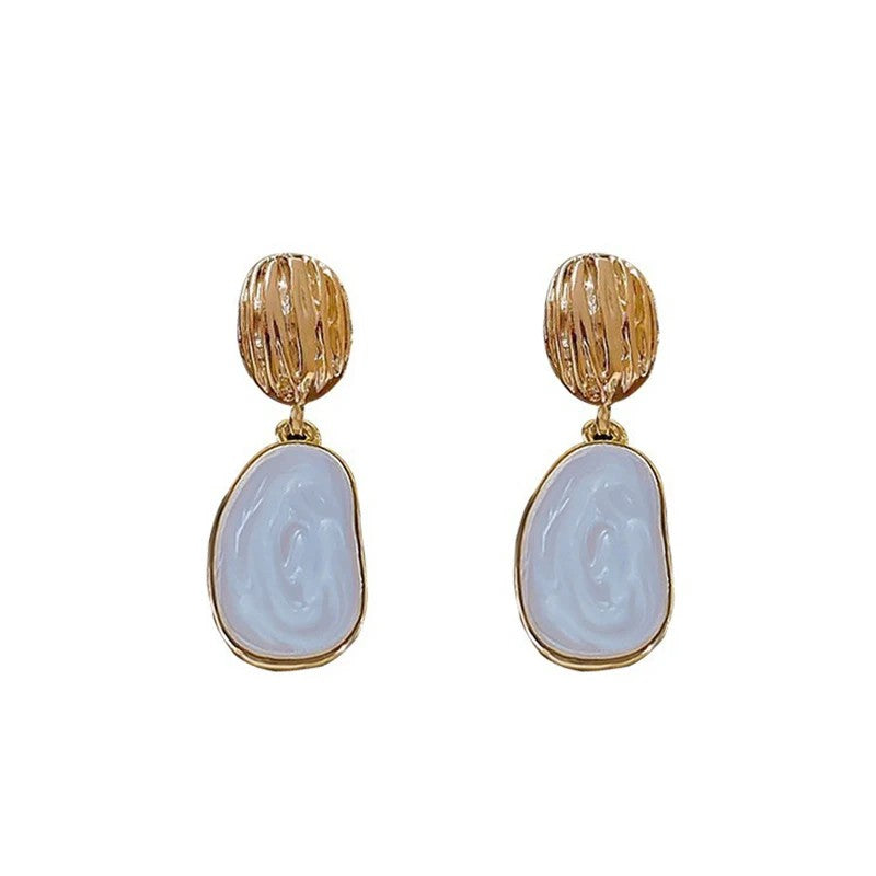 Textured Oval Drop Earrings