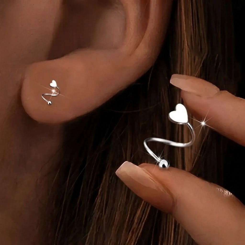 Heart Spiral Stud Earrings