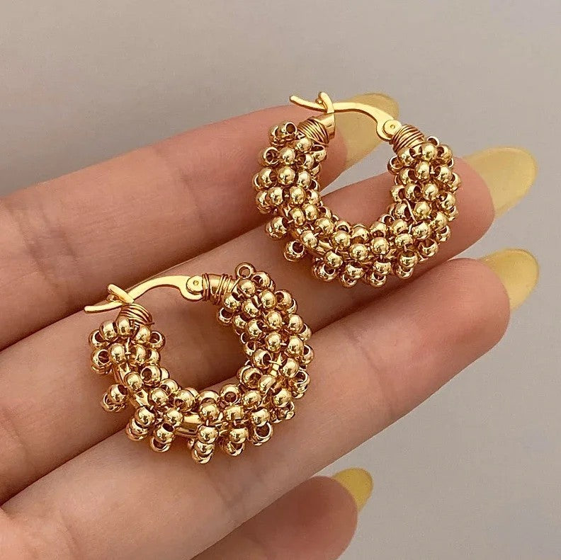 Cluster Bead Hoop Earrings