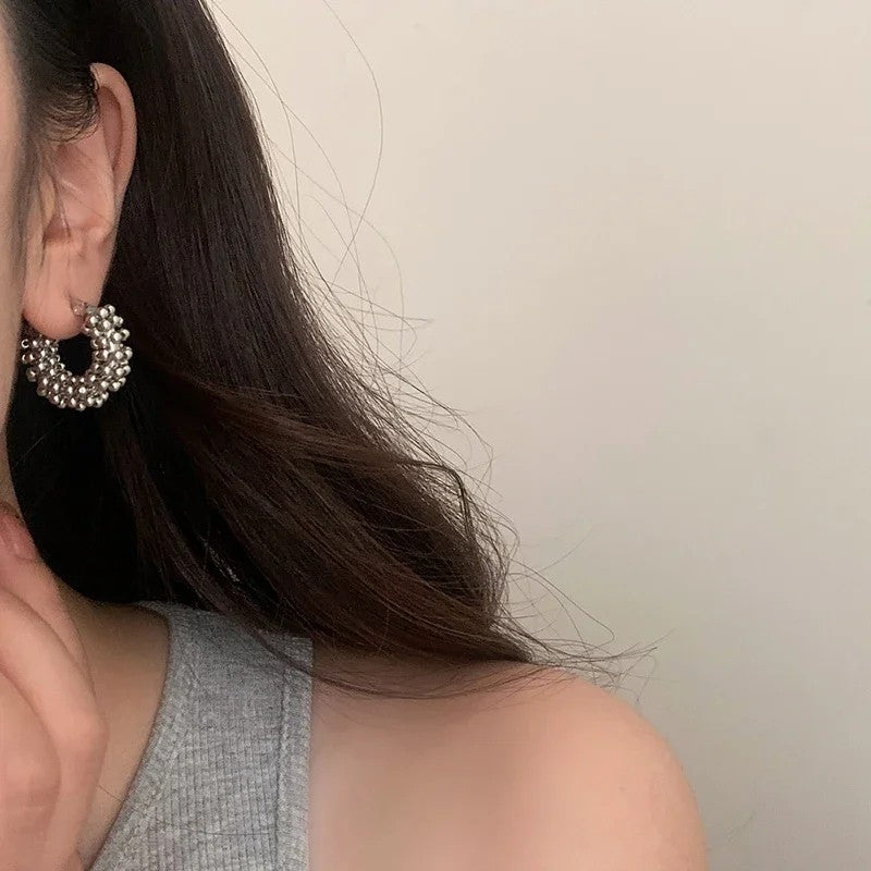 Cluster Bead Hoop Earrings