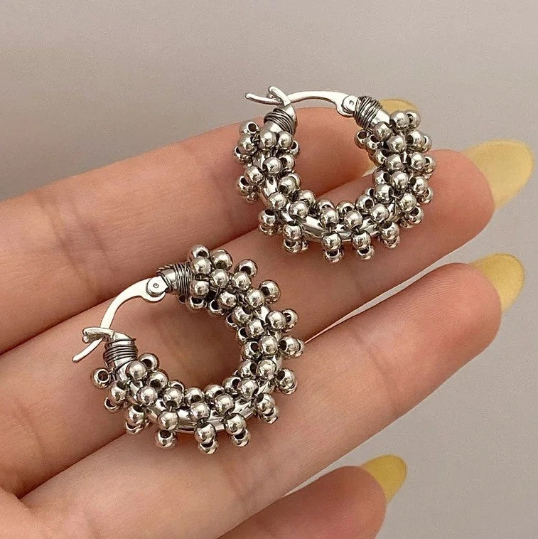 Cluster Bead Hoop Earrings