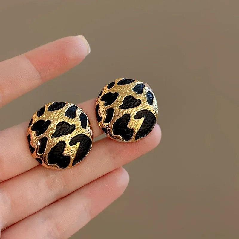 Leopard Print Round Stud Earrings