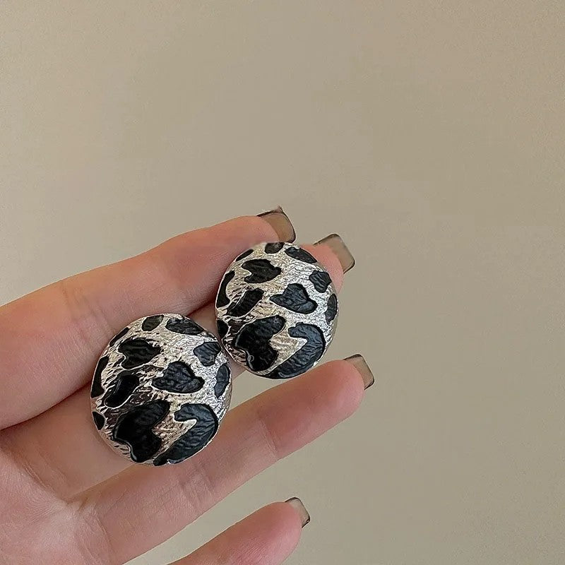 Leopard Print Round Stud Earrings