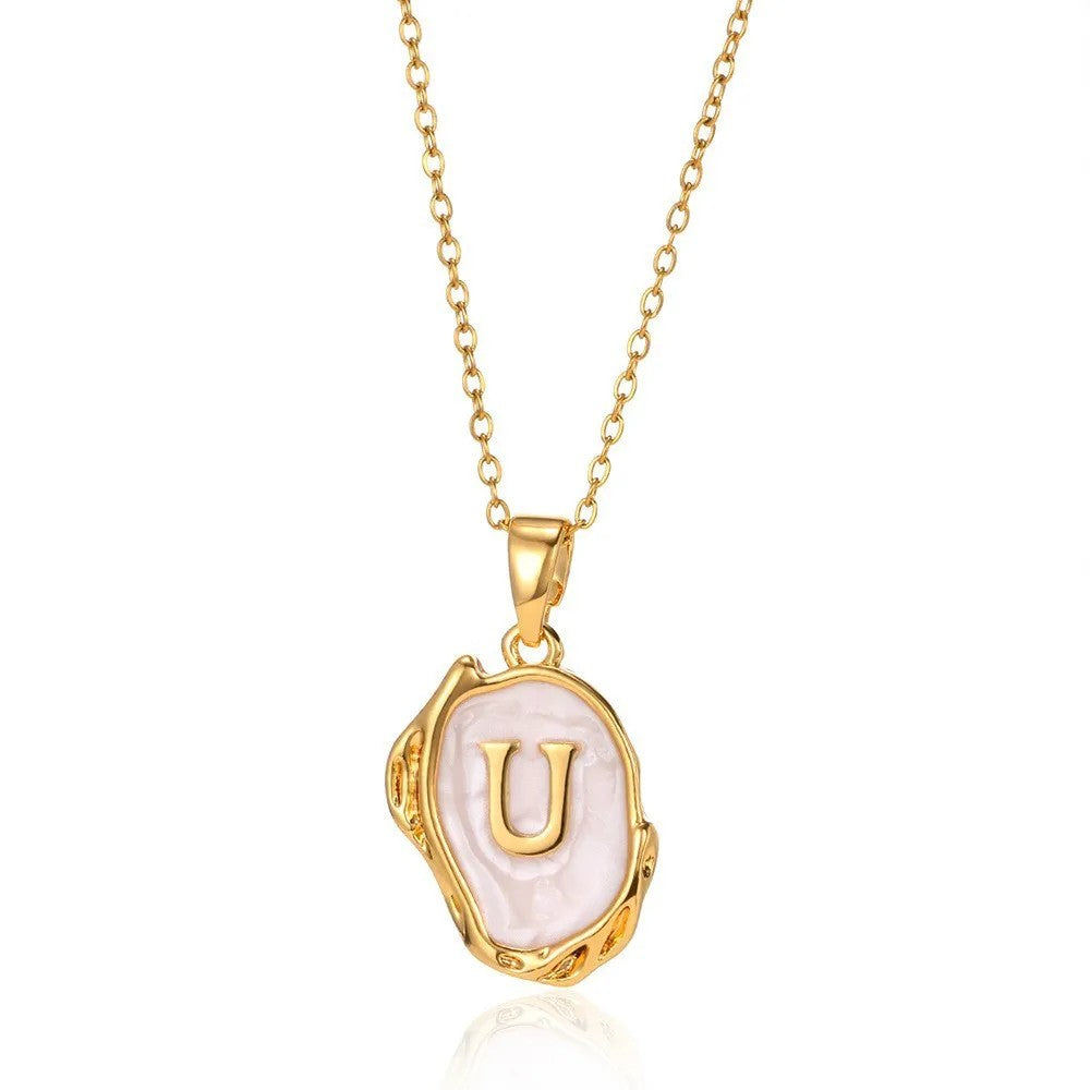 Organic Frame Initial Necklace