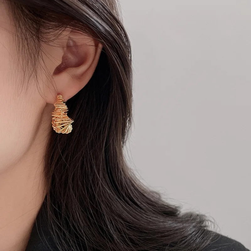 Twisted C-Shaped Stud Earrings