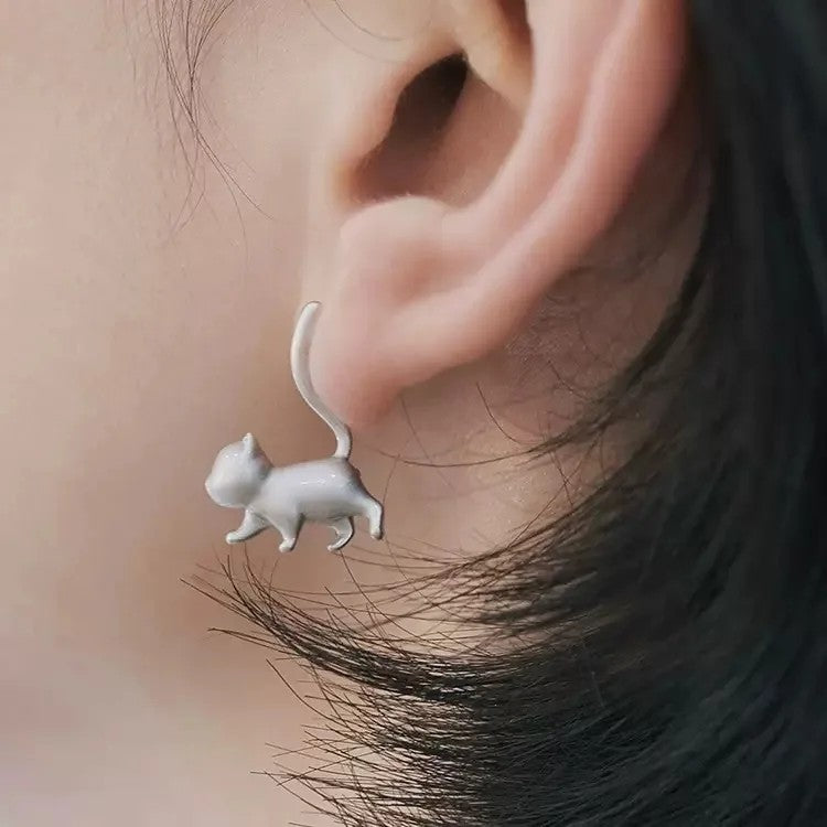 Walking Cat Stud Earrings