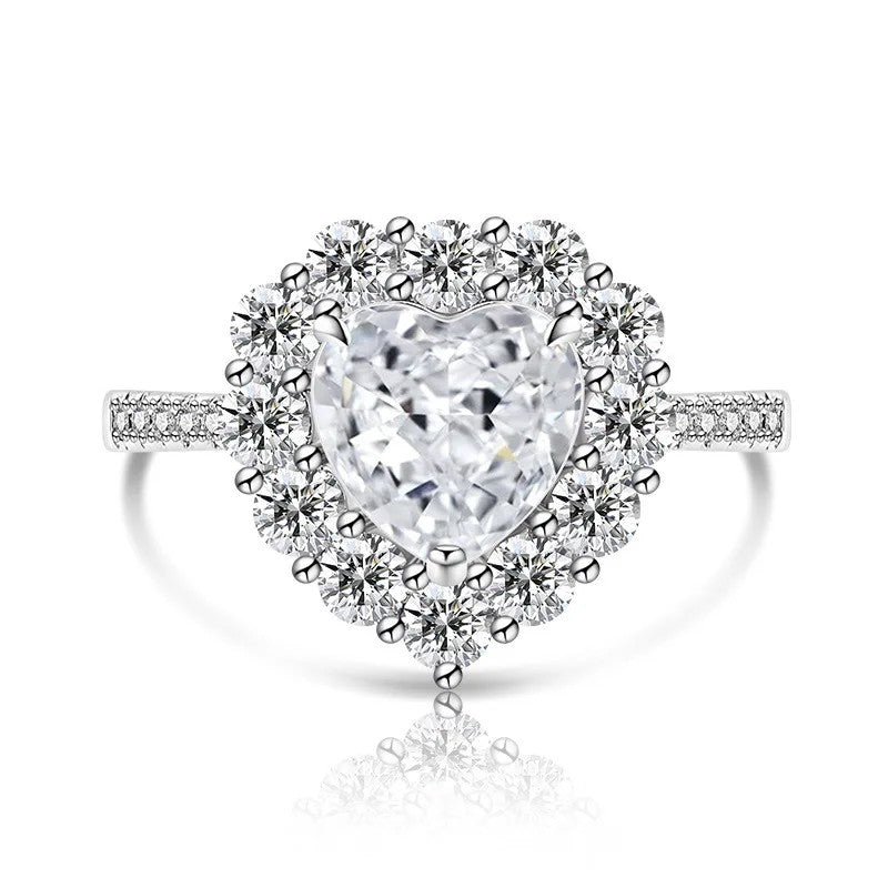 Heart Halo Crystal Ring