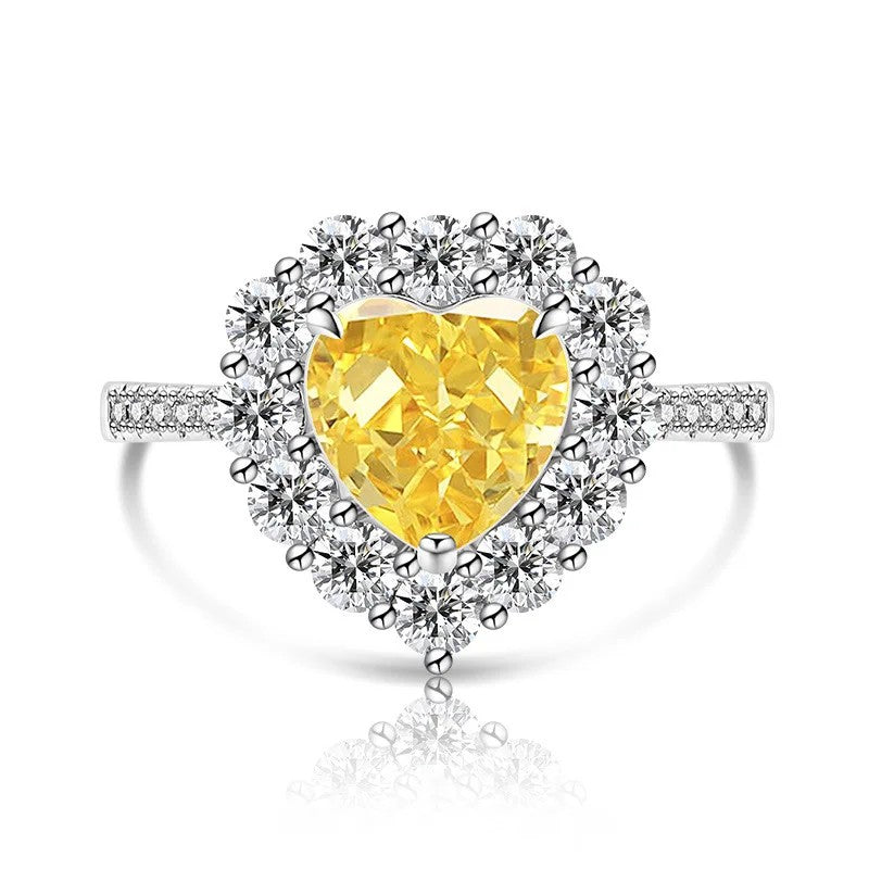 Heart Halo Crystal Ring