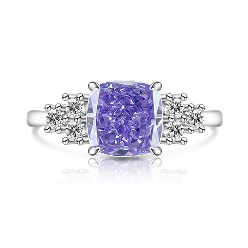 Green Cushion Zircon Statement Ring