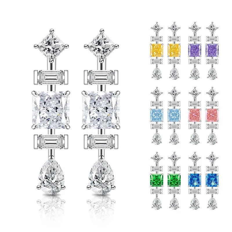 Triple Geometric Crystal Earrings
