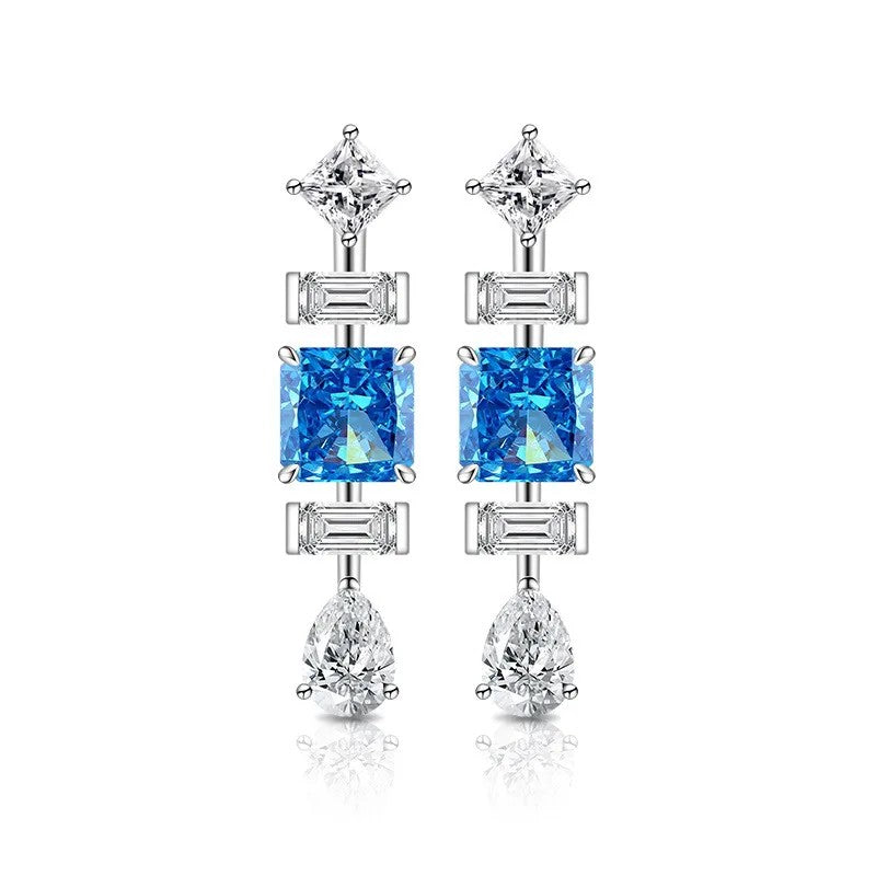 Triple Geometric Crystal Earrings