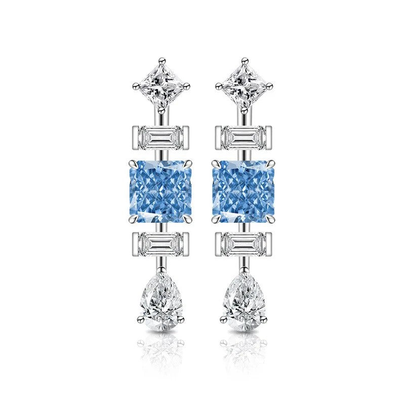 Triple Geometric Crystal Earrings